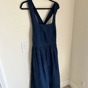 OFF ON Handmade Linen Apron Dress, Navy. Excellent used condition